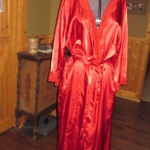 The women within red glam silky long robe 1 x